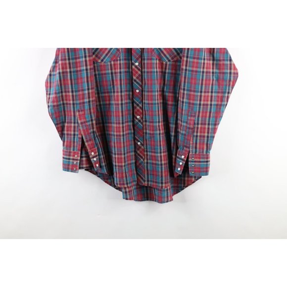 Vintage 90s Streetwear Mens Size Large Western Pearl Snap Button Shirt Plaid - Picture 3 of 8